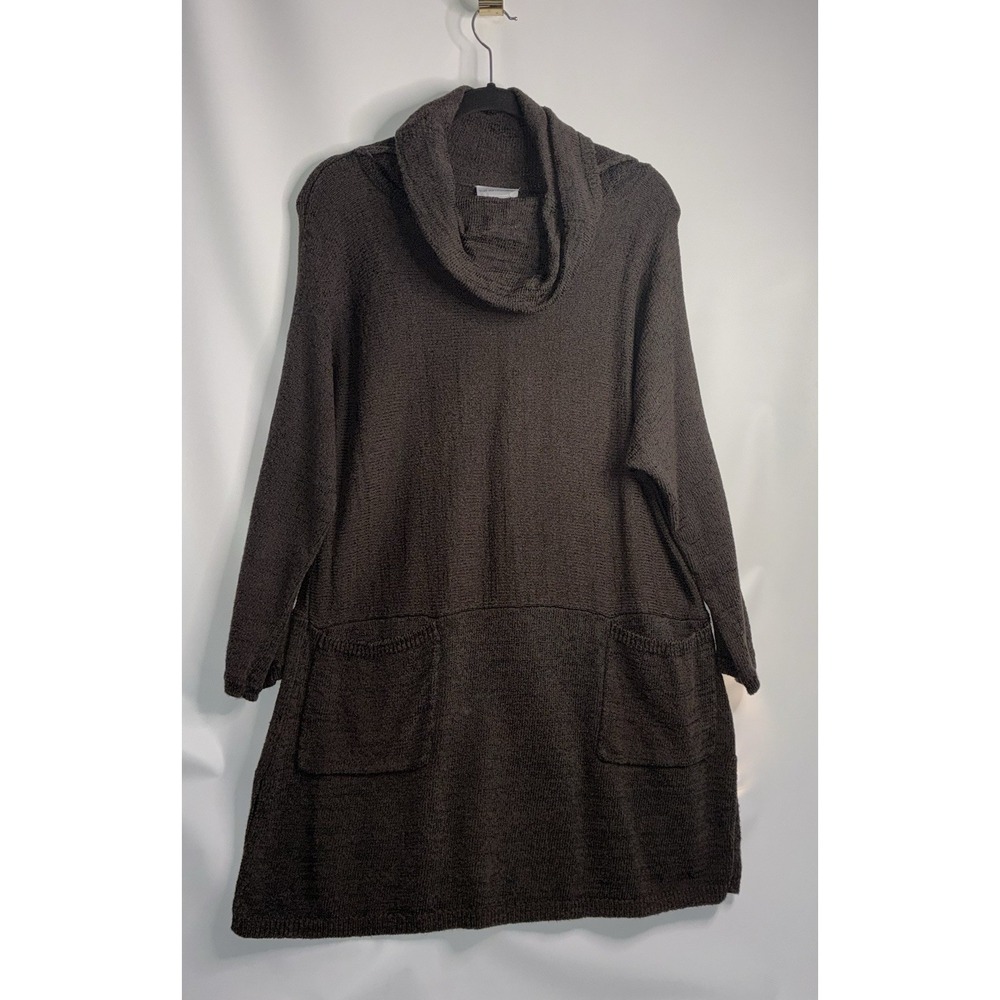 Soft Surroundings Sweater Womens S/M Cowl Neck Tunic Brown Green Chenille Lagen